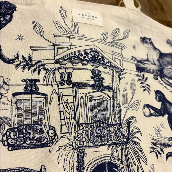 Sezane Tote Bag with Blue Animal Print - Picture 2 of 4